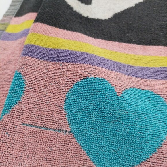 Vintage Cecil Saydah Body Beach Towel Panda Bears Pastels Hearts 55”X25” Cotton - Picture 8 of 12